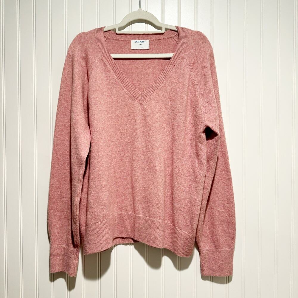 Old Navy Pink SoSoft Loose V-Neck Sweater Size Large Tall